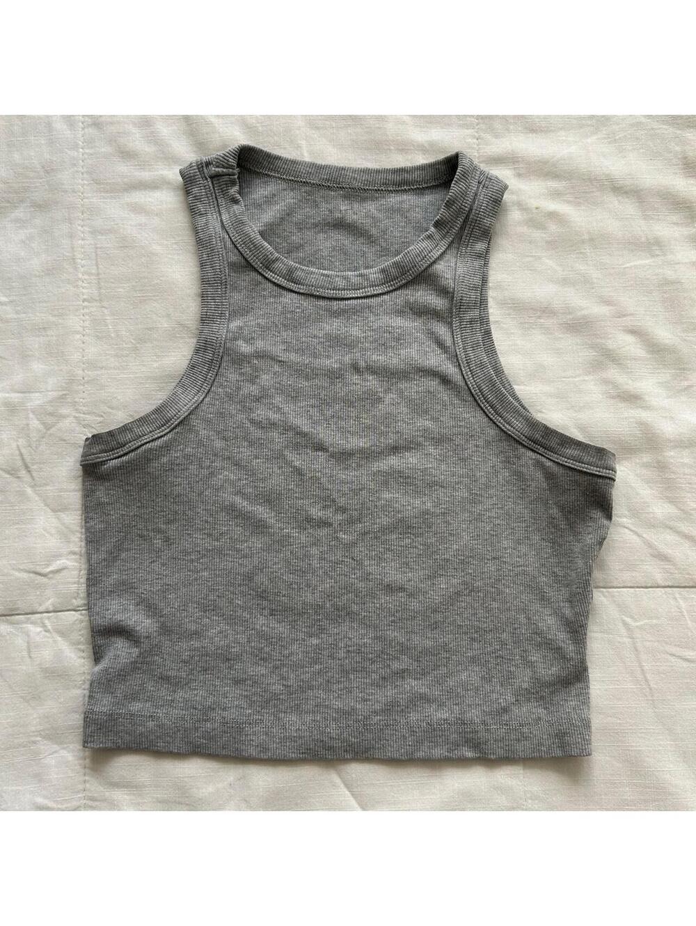 OGL Heather Gray Ribbed Cropped Tank Top Sleeveless Size XS